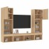 Muebles TV pared con LED 5 pzas madera ingeniería roble