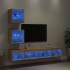 Muebles TV pared con LED 5 pzas madera ingeniería roble