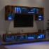 Muebles TV pared con LED 6 pzas madera ingeniería roble