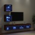 Muebles TV pared con LED 5 pzas madera ingeniería marrón