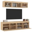 Muebles TV pared con LED 5 pzas madera ingeniería roble Sonoma