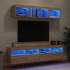 Muebles TV pared con LED 5 pzas madera ingeniería roble