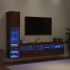 Muebles TV pared con LED 4 pzas madera ingeniería marrón