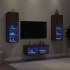 Muebles de TV de pared con luces LED 4 piezas marrón