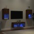 Muebles de TV de pared con luces LED 4 piezas marrón