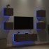 Muebles de TV de pared con luces LED 5 piezas marrón