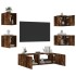 Muebles de TV de pared con luces LED 5 piezas roble