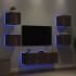 Muebles de TV de pared con luces LED 5 piezas roble