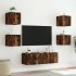 Muebles de TV de pared con luces LED 5 piezas roble