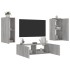 Muebles de TV de pared con luces LED 3 piezas gris