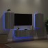 Muebles de TV de pared con luces LED 3 piezas gris