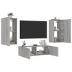 Muebles de TV de pared con luces LED 3 piezas gris Sonoma