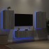 Muebles de TV de pared con luces LED 3 piezas gris