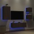 Muebles de TV de pared con luces LED 4 piezas marrón