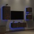 Muebles de TV de pared con luces LED 4 piezas roble