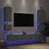 Muebles de TV de pared con luces LED 6 piezas gris