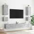 Muebles de TV de pared con luces LED 6 piezas gris