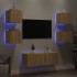 Muebles TV pared con LED 6 pzas madera ingeniería roble