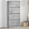 Mueble zapatero 4 cajones abatibles gris hormigón 80x21x163,5cm