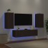 Muebles TV pared con LED 4 pzas madera ingeniería marrón