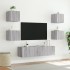 Muebles TV pared con LED 6 pzas madera ingeniería gris