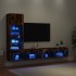 Muebles TV pared con LED 4 pzas madera ingeniería roble