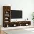 Muebles TV pared con LED 4 pzas madera ingeniería roble