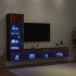 Muebles TV pared con LED 4 pzas madera ingeniería marrón