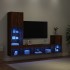 Muebles TV pared con LED 4 pzas madera ingeniería marrón