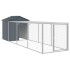 Gallinero con corral acero galvanizado gris 117x405x123