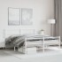 Estructura cama metal con cabecero y estribo blanco 150x200