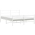 Estructura cama metal con cabecero y estribo blanco 150x200