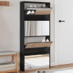 Mueble zapatero con espejo 4 niveles negro 63x17x134 cm