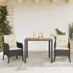 Set comedor de jardín 3 pzas con cojines ratán sintético negro