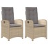 Sillones reclinables jardín y cojines beige mix 2 uds ratán