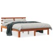 Estructura cama con cabecero madera pino marrón cera 135x190 cm