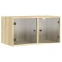 Mueble pared puertas de vidrio 2 uds roble Sonoma 68,5x37x35