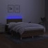 Cama box spring con colchón y LED tela marrón oscuro 120x190