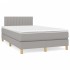 Cama box spring con colchón y LED tela gris claro 120x190