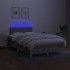 Cama box spring con colchón y LED tela gris claro 120x190