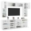 Muebles de pared de TV con luces LED 6 piezas blanco