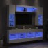 Muebles de pared de TV con luces LED 6 piezas