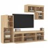 Muebles TV pared con LED 6 pzas madera ingeniería roble