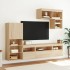 Muebles TV pared con LED 6 pzas madera ingeniería roble