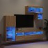 Muebles TV pared con LED 6 pzas madera ingeniería roble