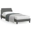 Estructura de cama con cabecero de tela gris oscuro 90x200 cm