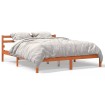 Estructura de cama madera maciza pino marrón cera 160x200 cm