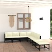 Set de muebles de jardín 8 pzas y cojines ratán sintético negro