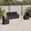 Set de muebles de jardín 5 pzas y cojines ratán sintético negro