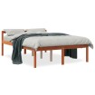 Cama para mayores madera maciza de pino marrón cera 135x190 cm